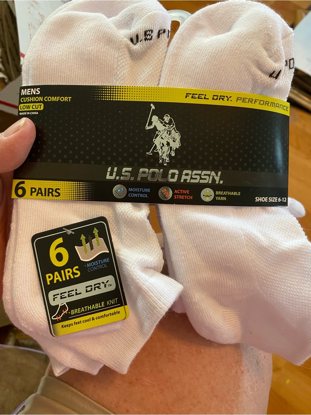 U.S. Polo Assn. White Low-Cut Cushion Comfort Athletic Socks - 6 Pairs